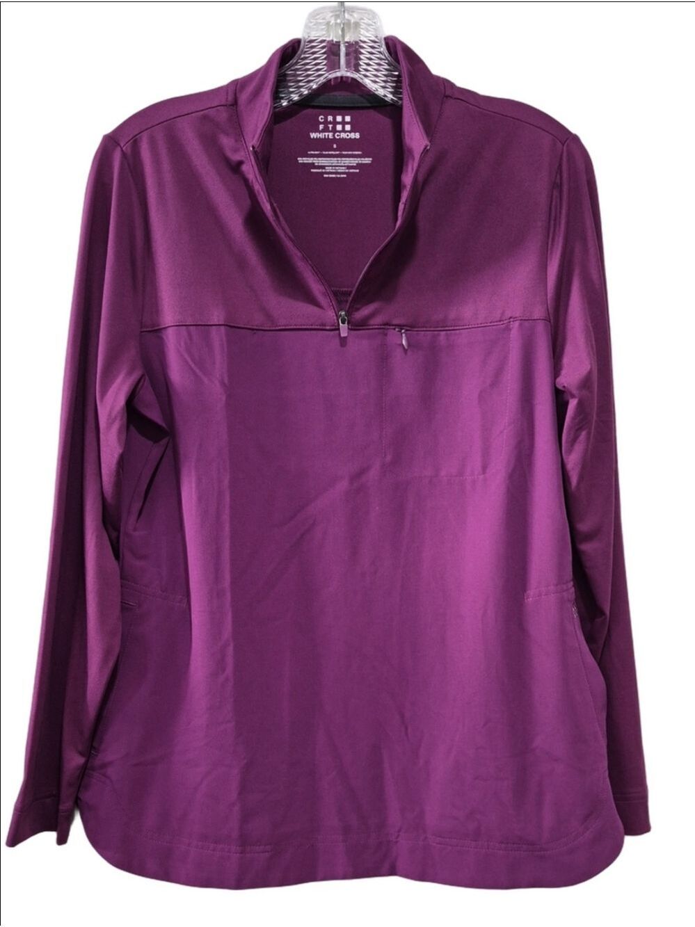 White Cross CRFT 3-Pocket 1/4 Zip Scrub Pullover Sugar Plum S